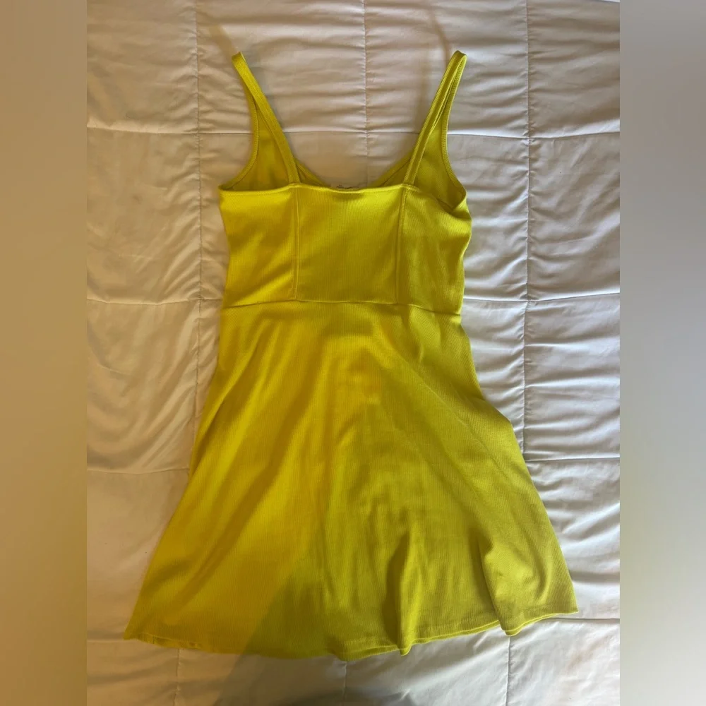 Universal Thread Bright Neon Yellow Ribbed Corset Top Dress - Picture 3 of 4
